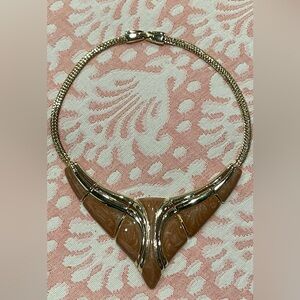 Chic Gold and Brown Statement Necklace